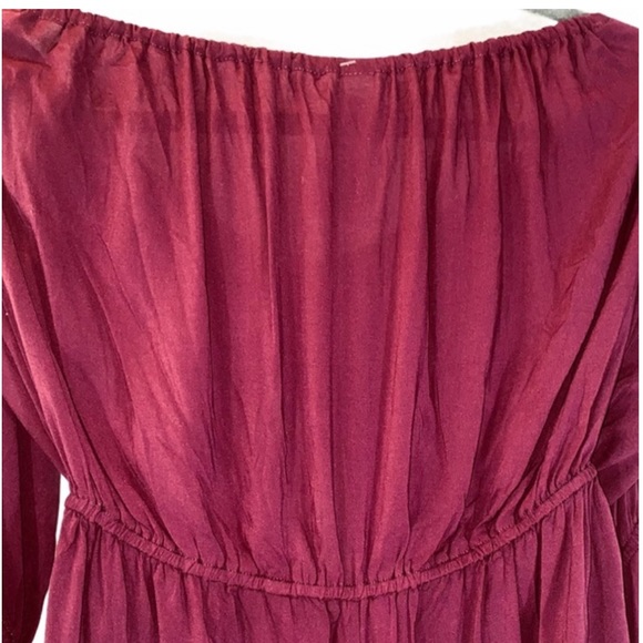 Radio Fiji Burgundy BOHO Off Shoulder Sokally Romper - Picture 10 of 13